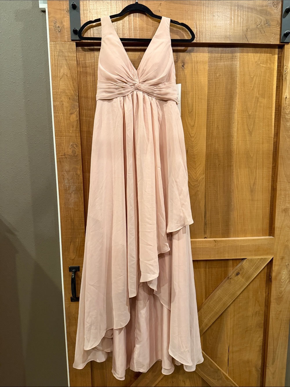 Elegant V-Neck Blush Pink Evening Dress